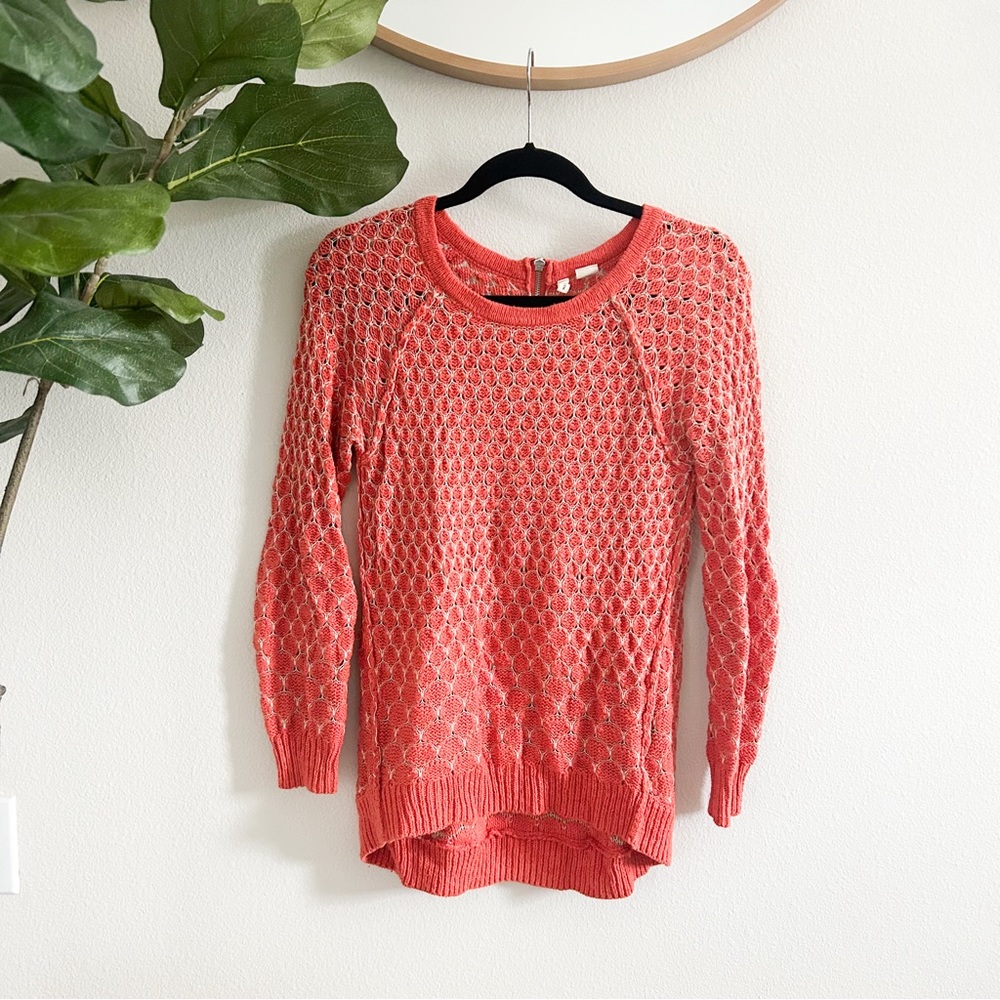 Anthropologie Moth open knit orange sweater top